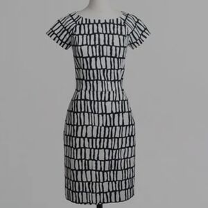 J.Crew Black White Basketweave Window Abstract basketweave  Shift Dress 2